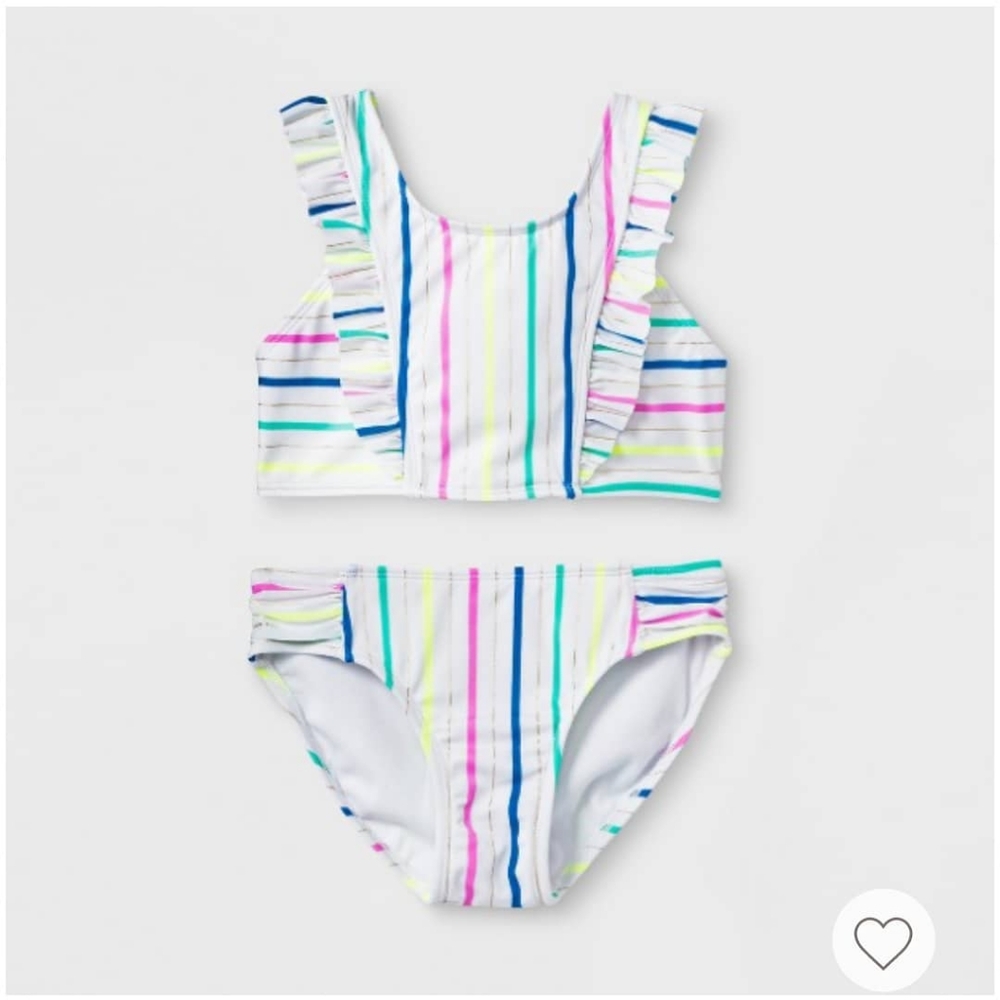 Girl's 2 Piece Striped Swimsuit